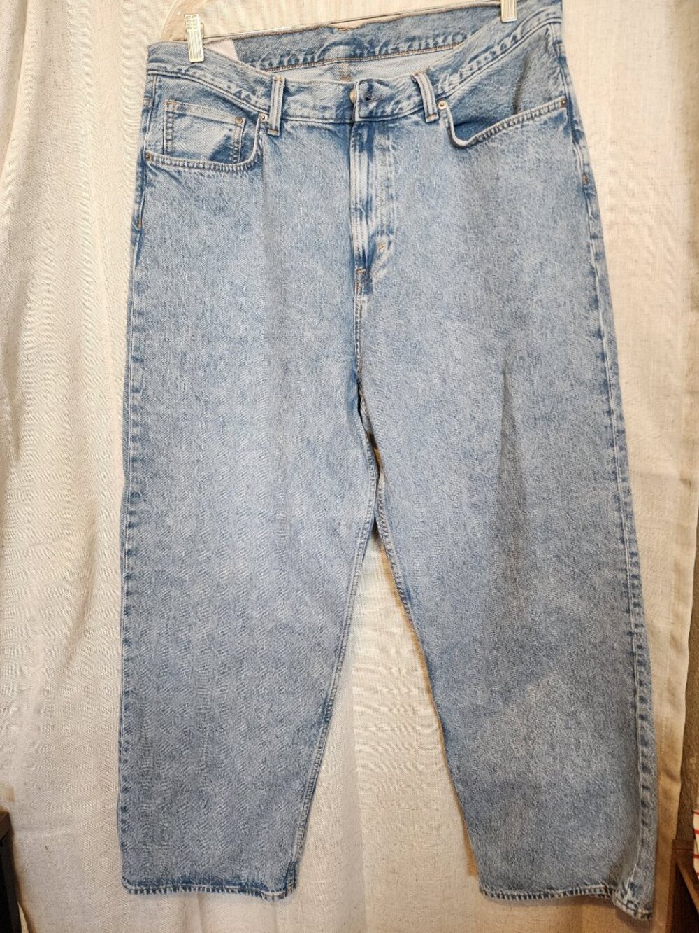 HM Fairfax Baggy Jeans 36x32 Men's Streetwear Grunge Y2K Rigid Denim Light Wash - Picture 2 of 10